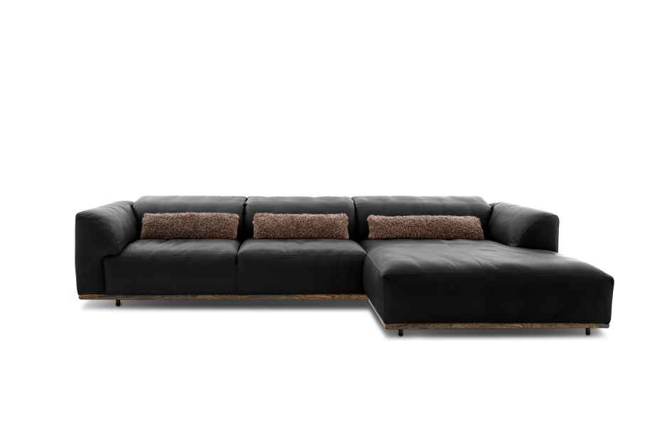 Sofa: Leder Wild Bull, Farbe black Nierenkissen: Stoff Doodle, Farbe cacao